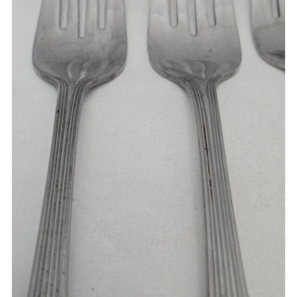 Corey Revere Silver Lot‎ - 1 Salad/3 Dinner Forks Stainless Angled Fan Tip Ridge